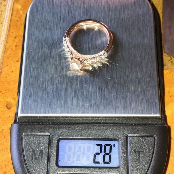 Natural Morganite Moissanite Sterling Silver Ring Size 8 - Picture 8 of 9